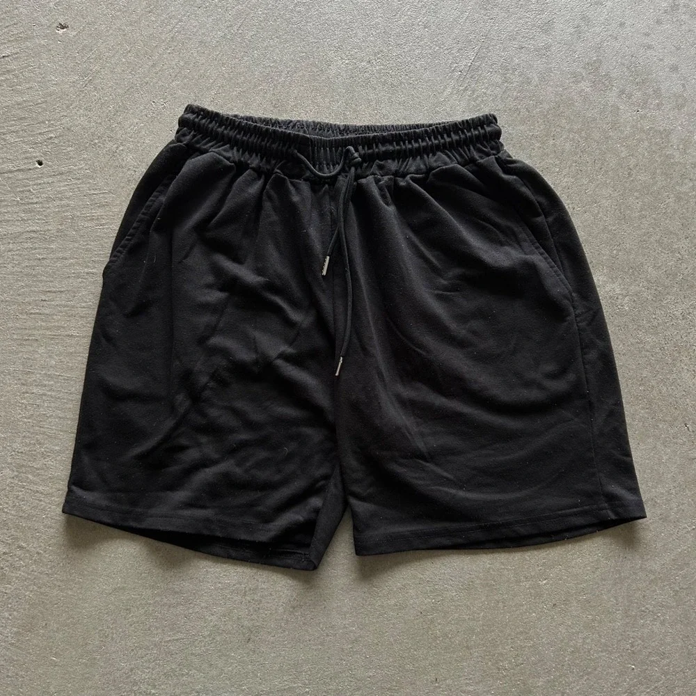 Vintage Style Cotton Shorts Size Small Black Blank Athletic Elastic Waist 7